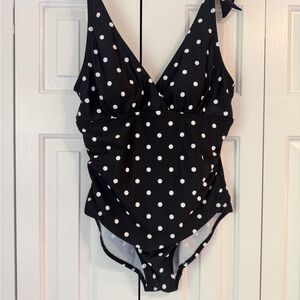 Kona Sol Black and White Polka Dot One Piece Swimsuit